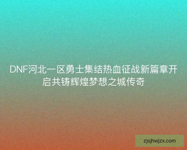 DNF河北一区勇士集结热血征战新篇章开启共铸辉煌梦想之城传奇